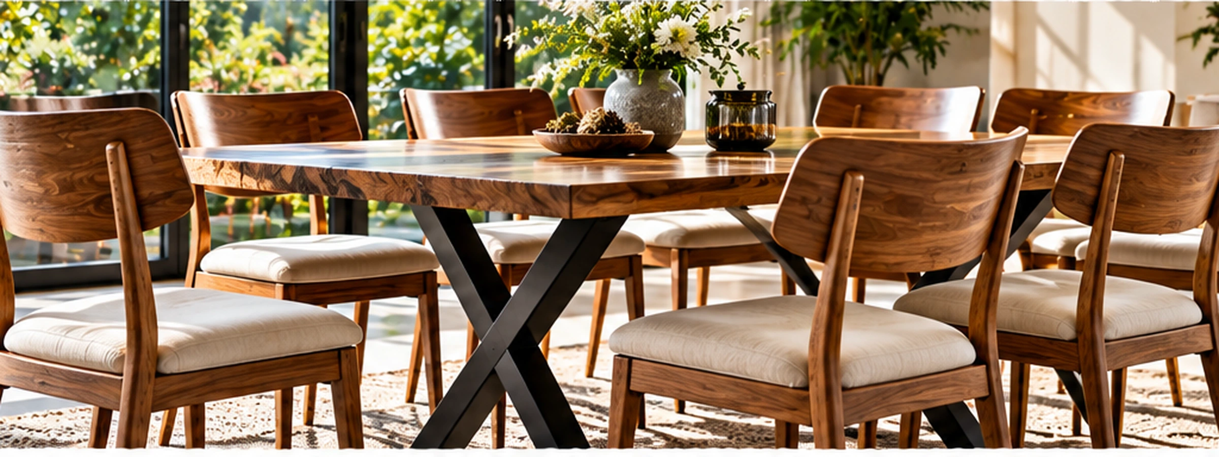 Ahşap sandalye showroomu ve modern yemek masası takımı